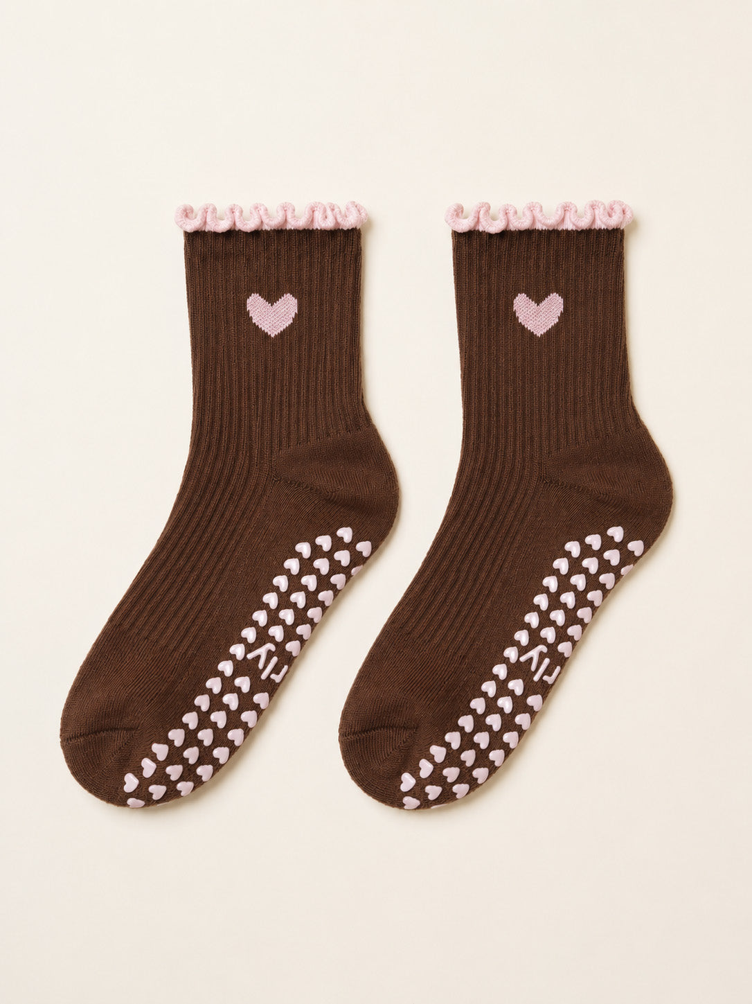 Love Dot ruffle grip socks worn for pilates at home